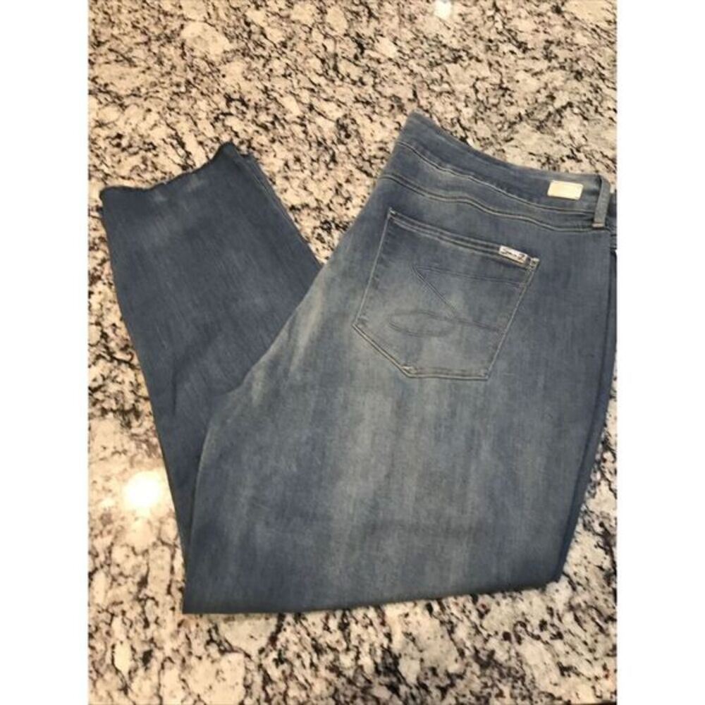 Seven 7 Mid-Rise Slim Straight Fit Women's Jeans Size 24W Raw Hem.‎ Mom Jeans